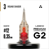 Legend Premium Cartridges G2 (2nd Gen) - Round Shaders - #12 (0.35mm) - 20/Box