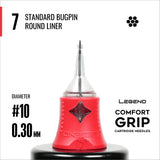 Legend Comfort Grip Cartridges - Standard Bugpin Round Liners - #10 (0.30mm) - 20/Box